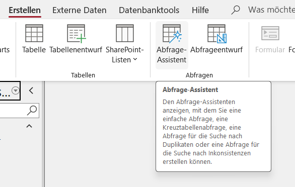 Erstellen Abfrage-Assistent