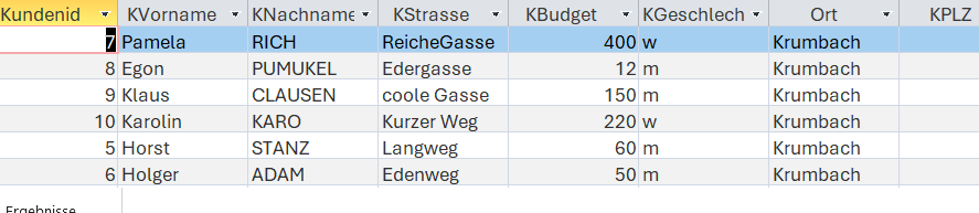 Abfrage Auswahl