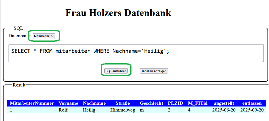 SQL Beispielansicht